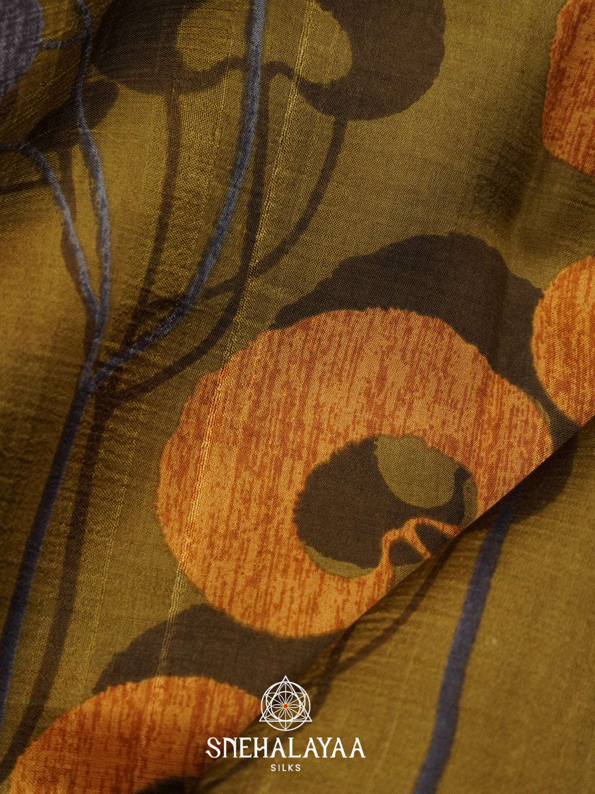 Olive Green  Tussar Saree