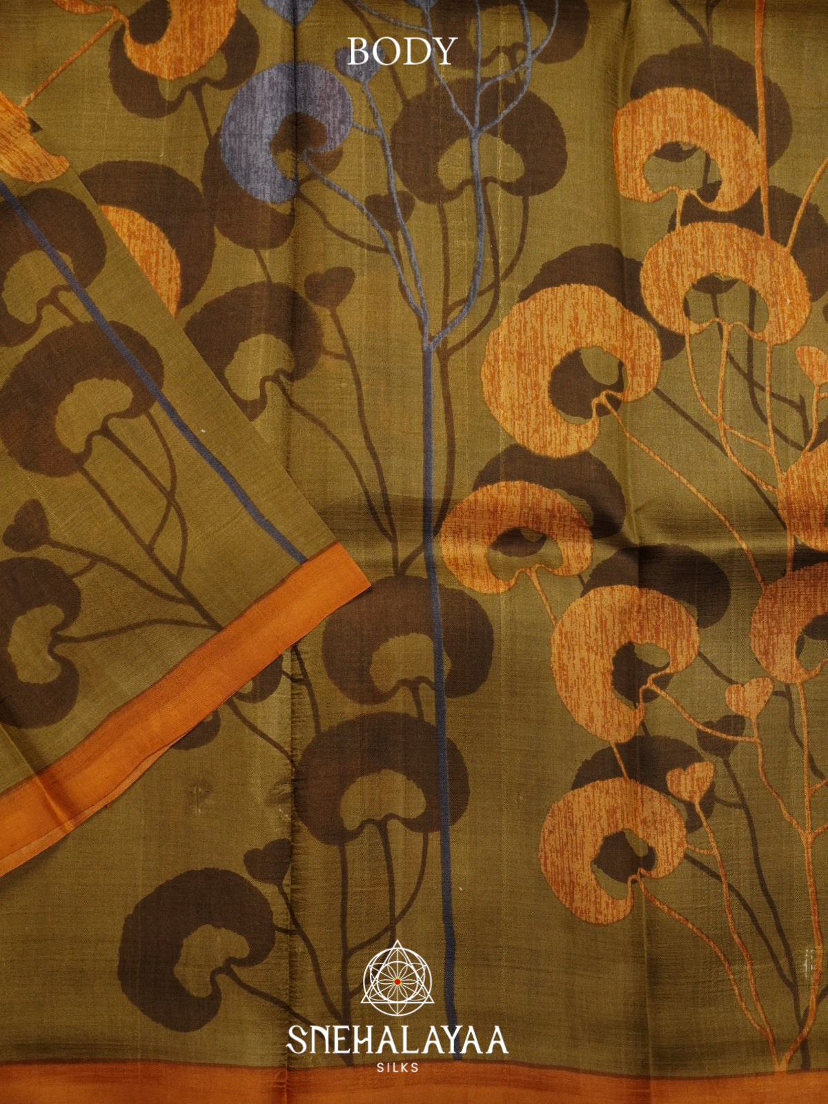 Olive Green  Tussar Saree