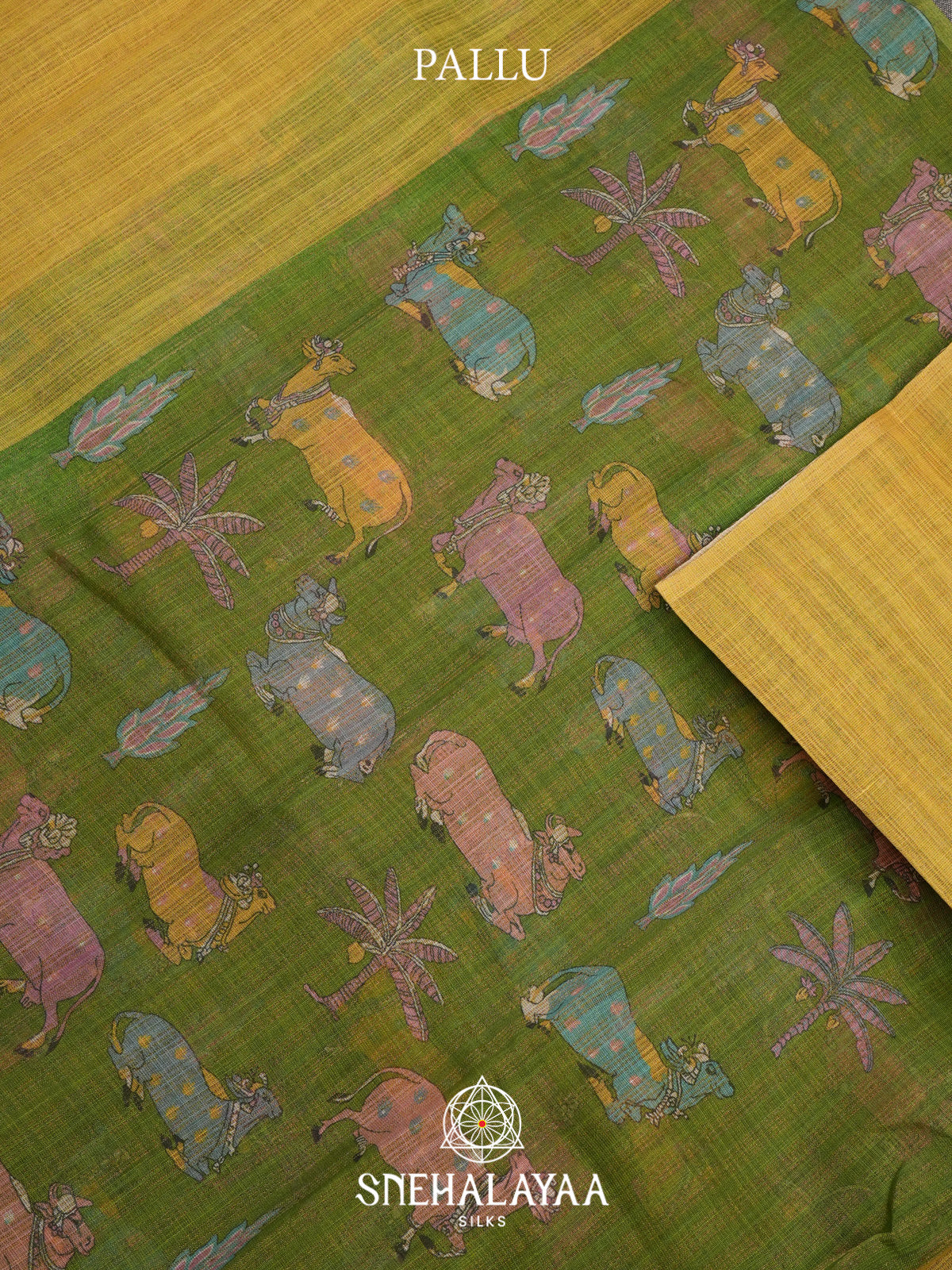 Yellow Linen Saree