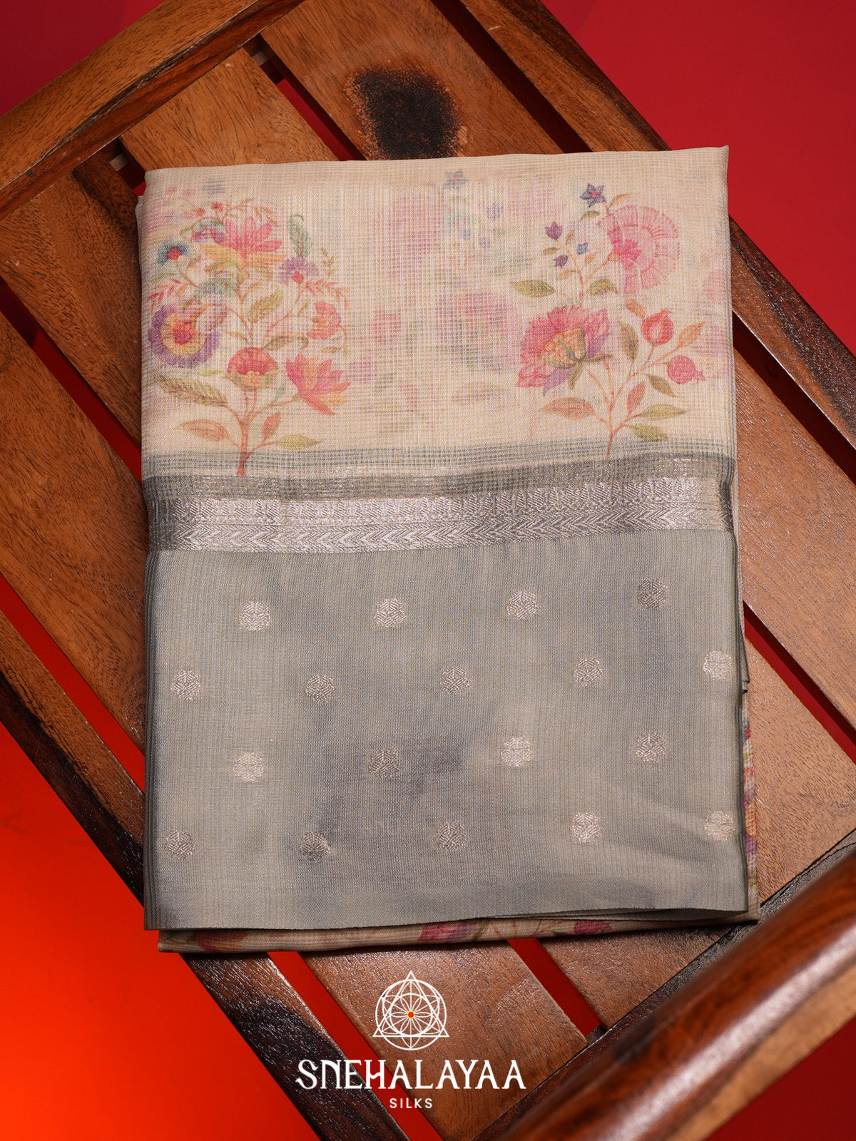 Pale Yellow With Grey Border Kota Saree