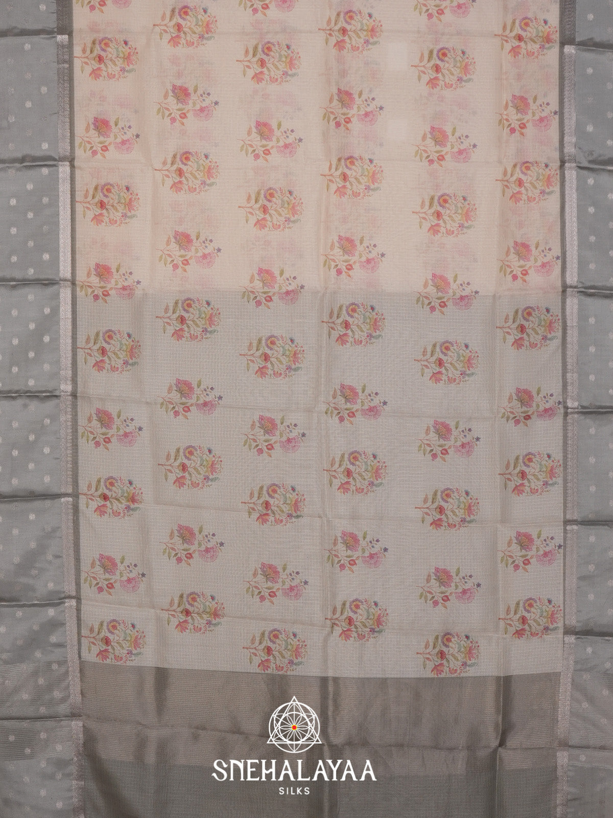 Pale Yellow With Grey Border Kota Saree