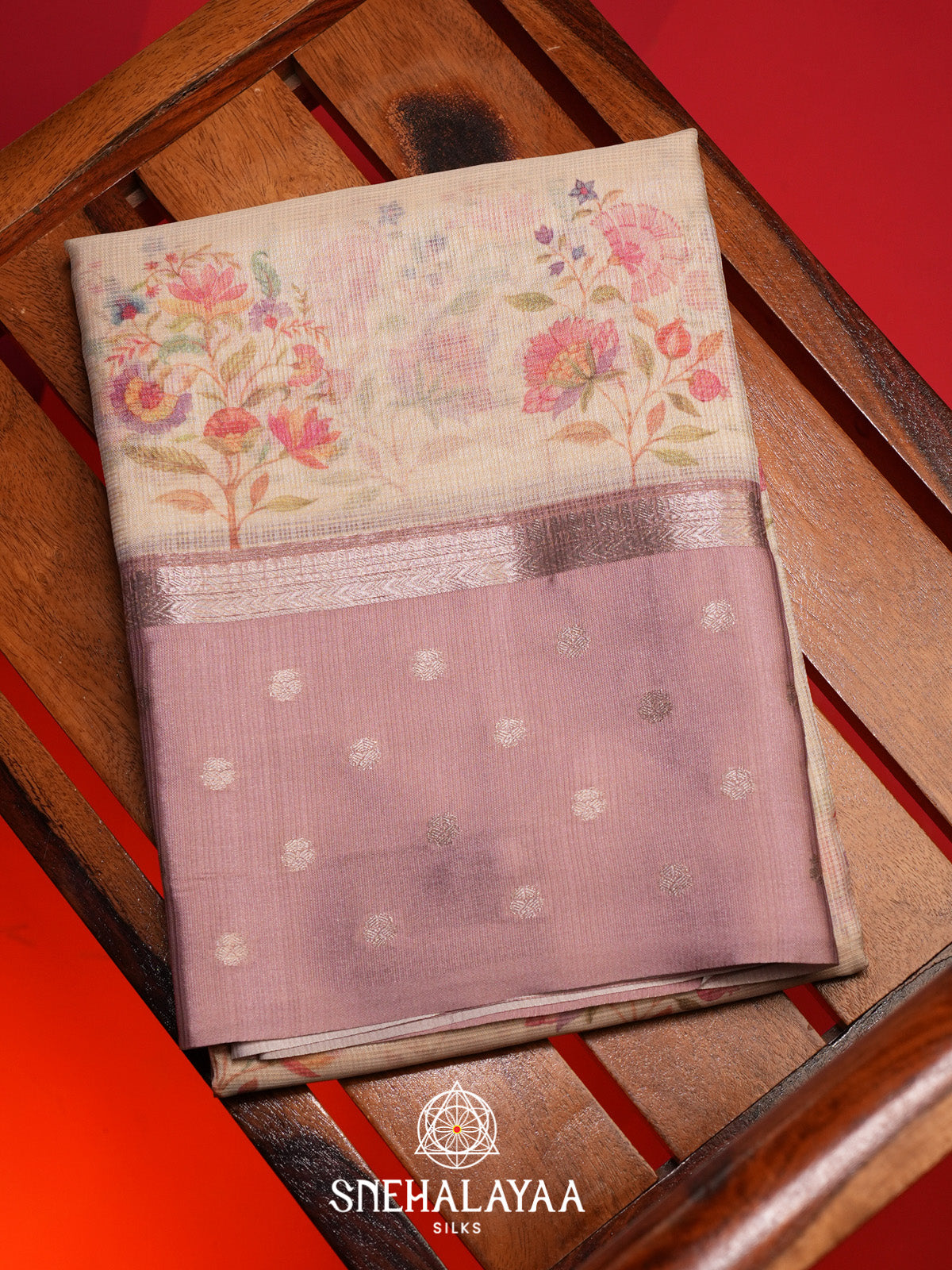 Pale Yellow With Mauve Border Kota Saree