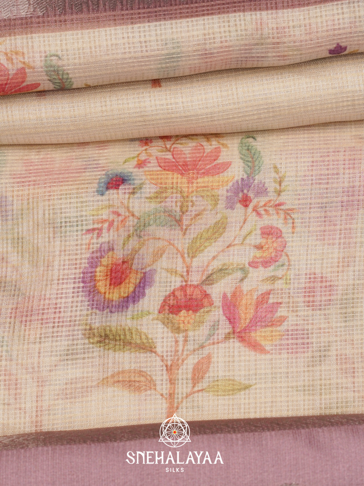 Pale Yellow With Mauve Border Kota Saree