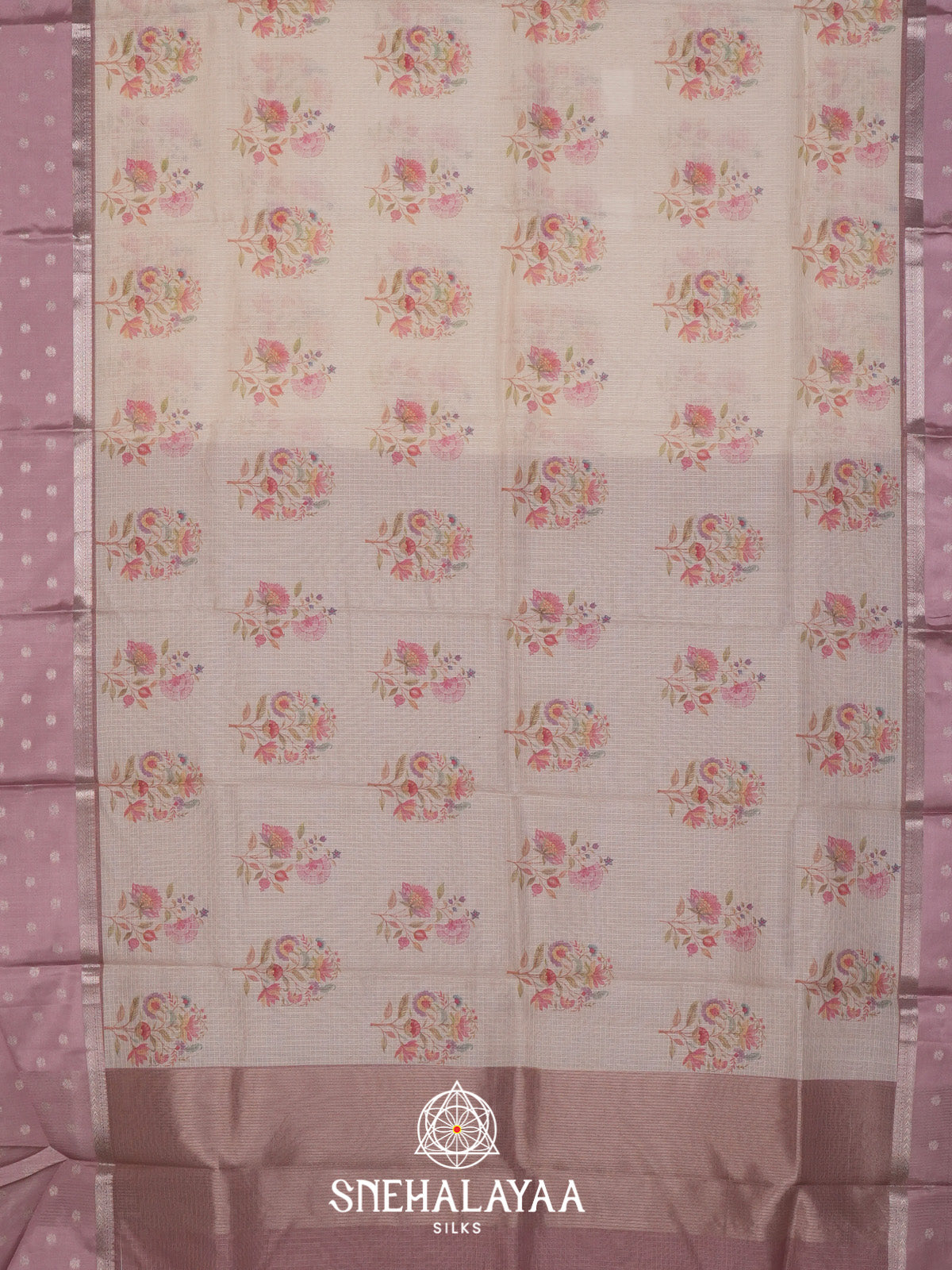 Pale Yellow With Mauve Border Kota Saree