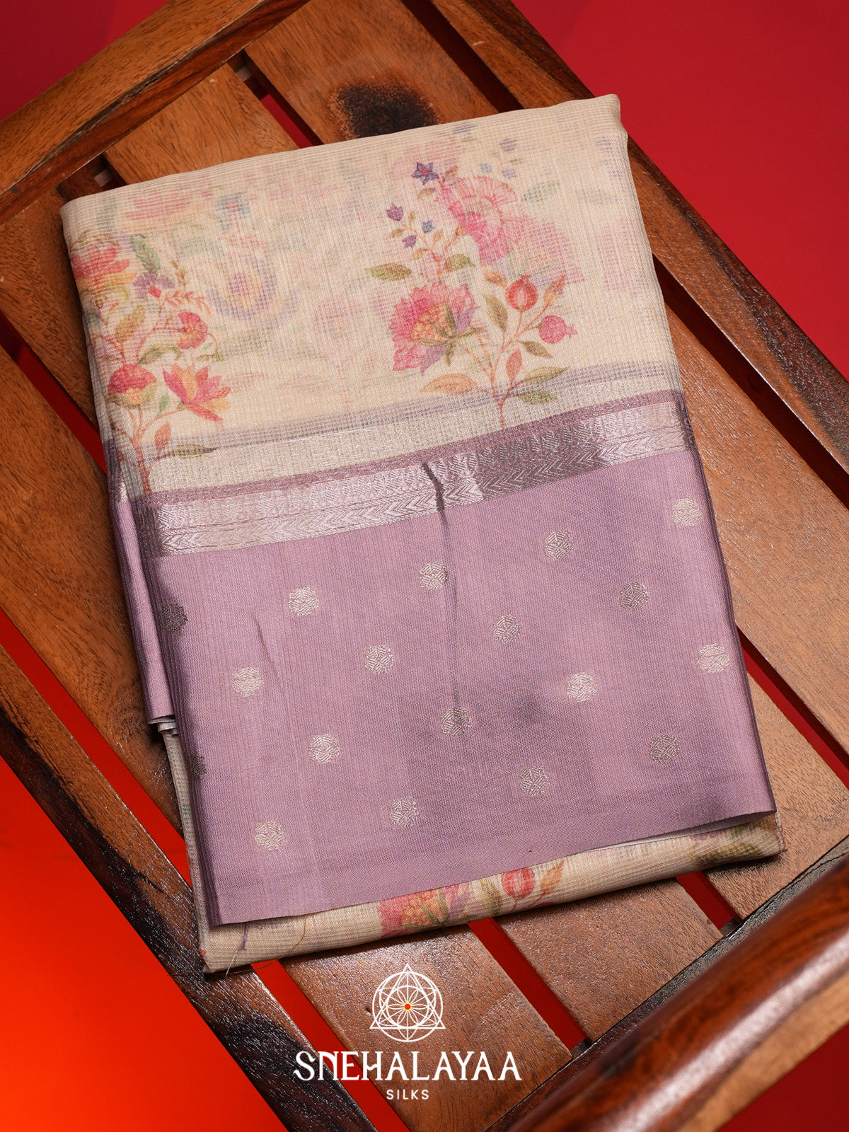 Pale Yellow With Lavender Border Kota Saree