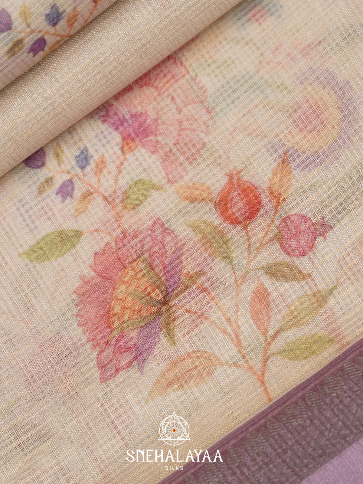 Pale Yellow With Lavender Border Kota Saree