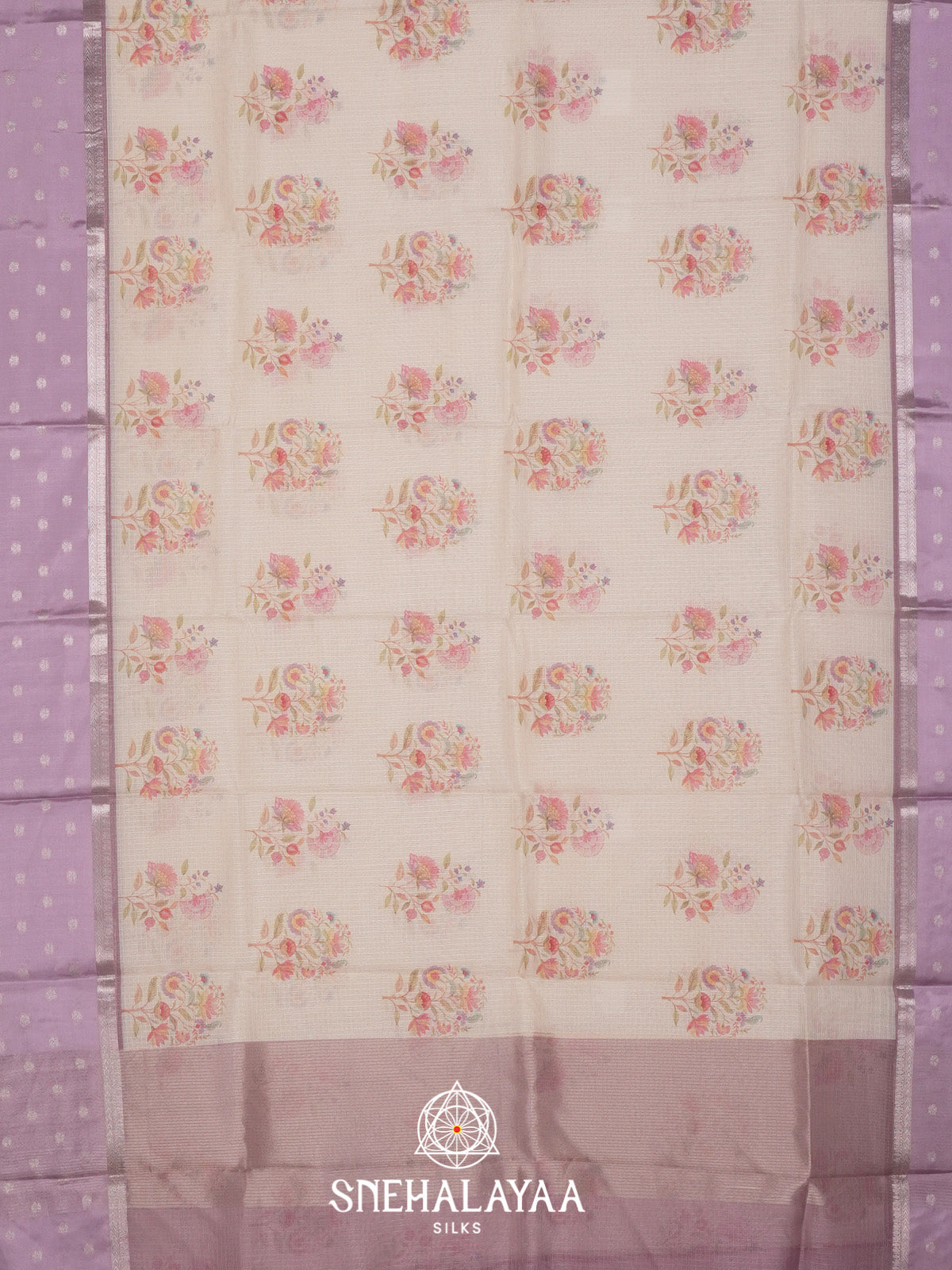 Pale Yellow With Lavender Border Kota Saree