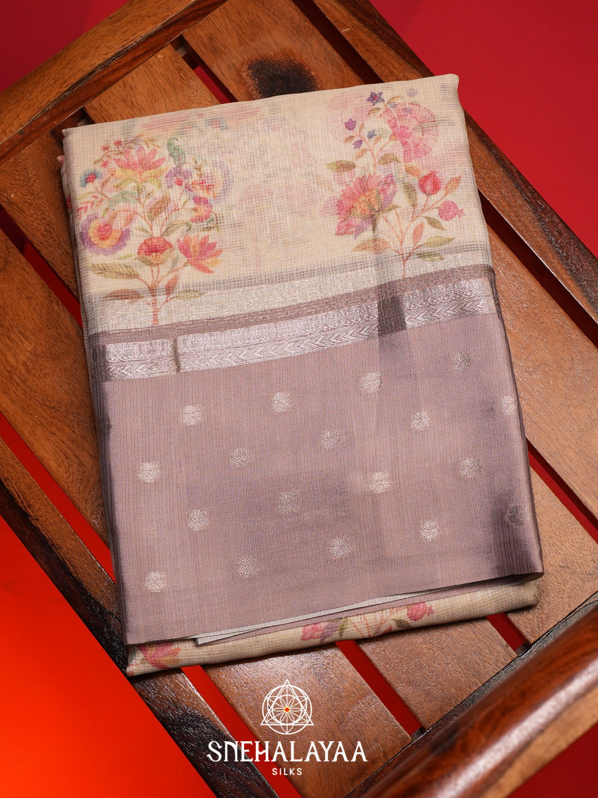 Pale Yellow With Brown Border Kota Saree