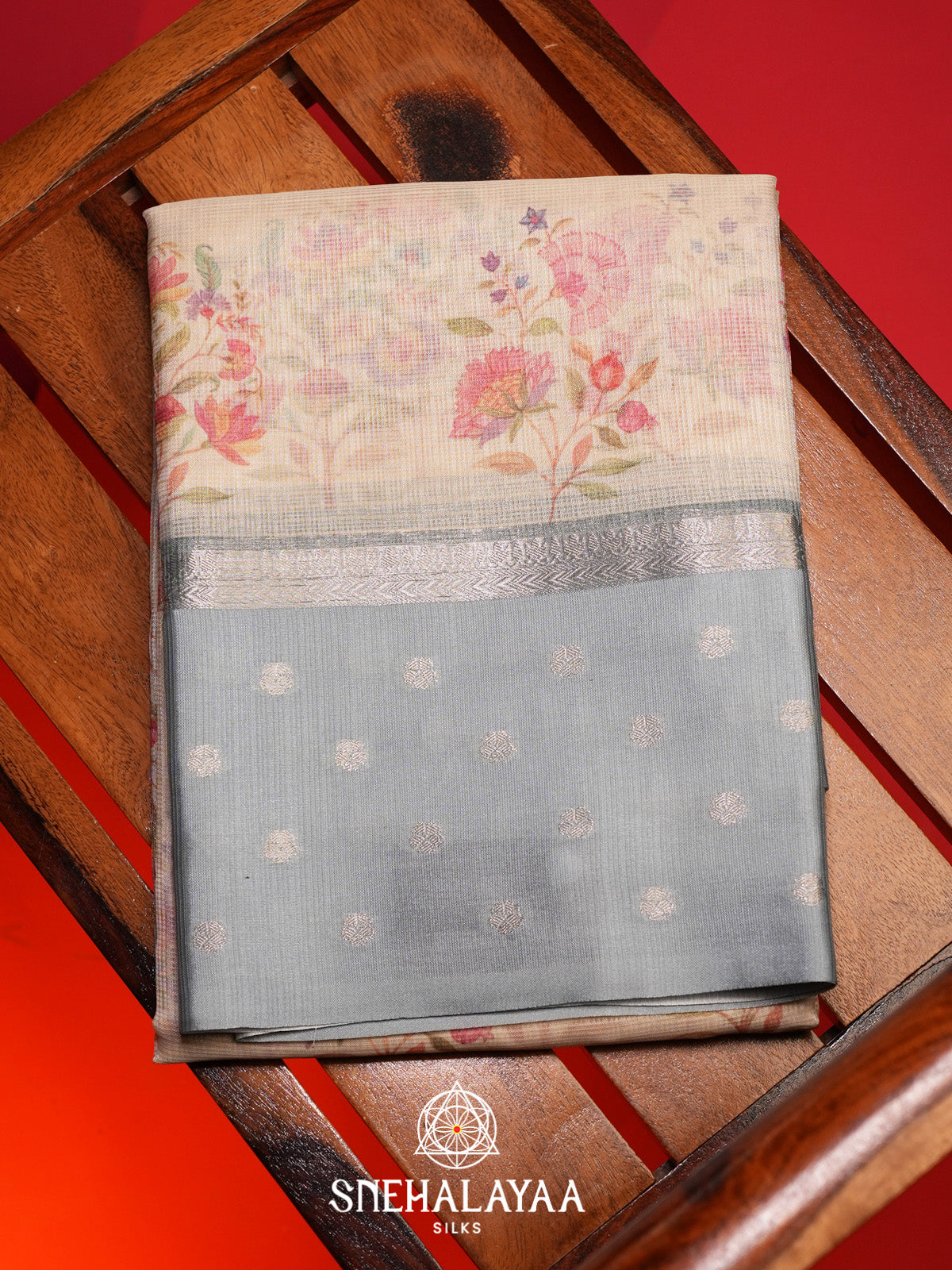Pale Yellow With Grey Border Kota Saree