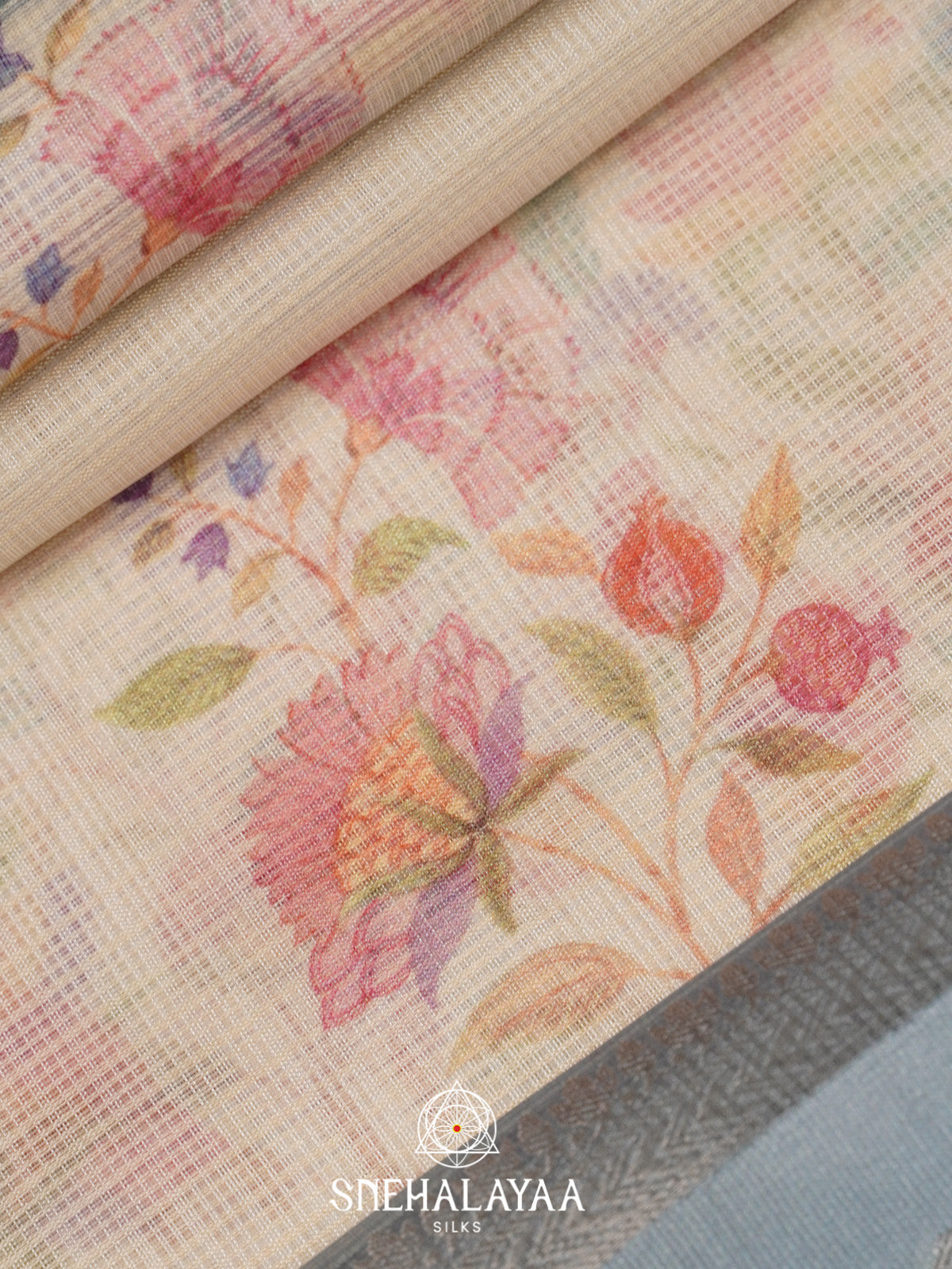 Pale Yellow With Grey Border Kota Saree