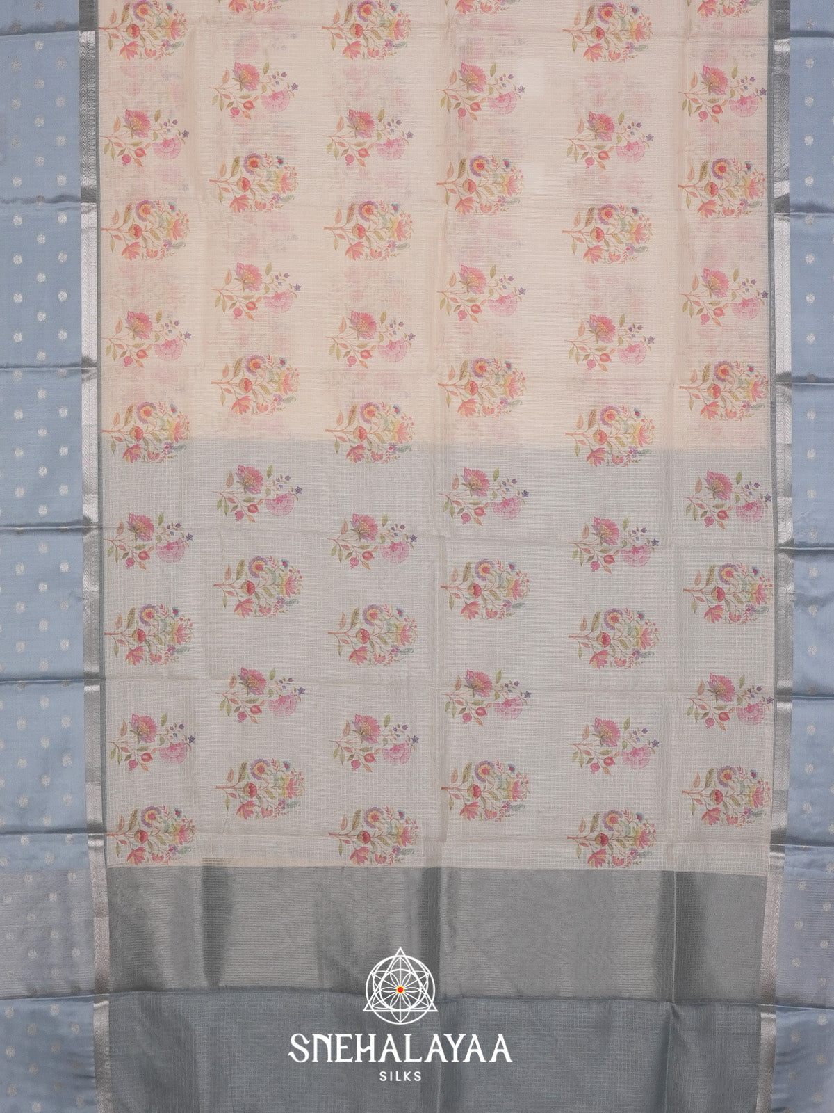 Pale Yellow With Grey Border Kota Saree