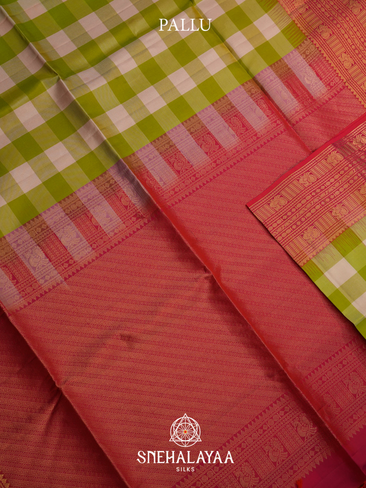 Green Checks Soft Silk Saree