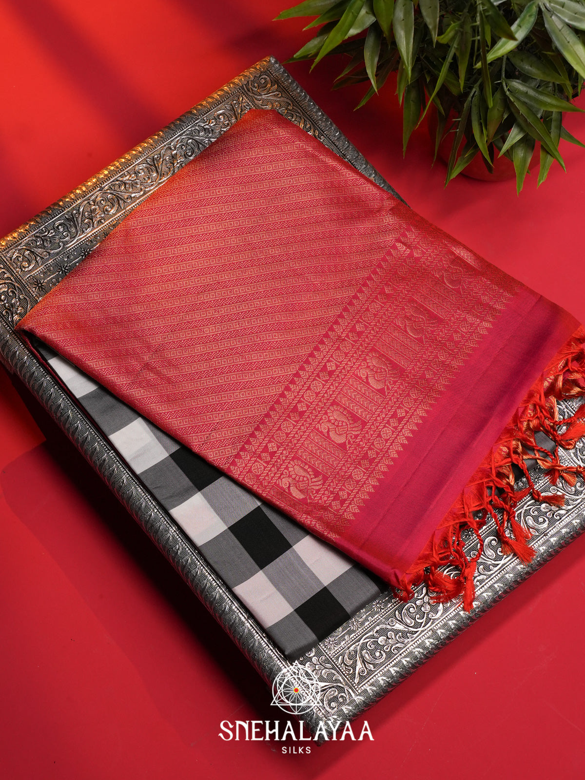 Black Checks Soft Silk Saree