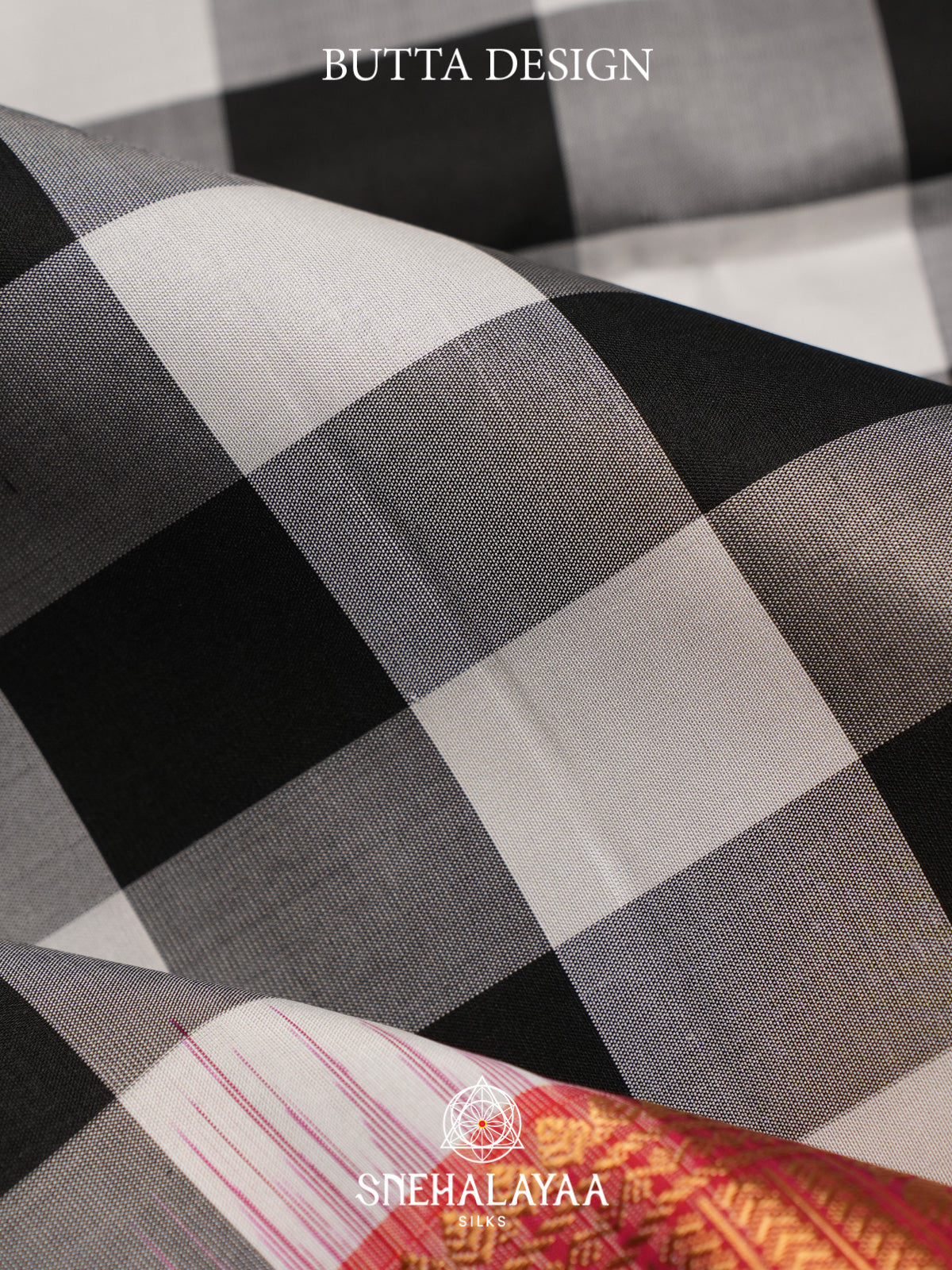 Black Checks Soft Silk Saree