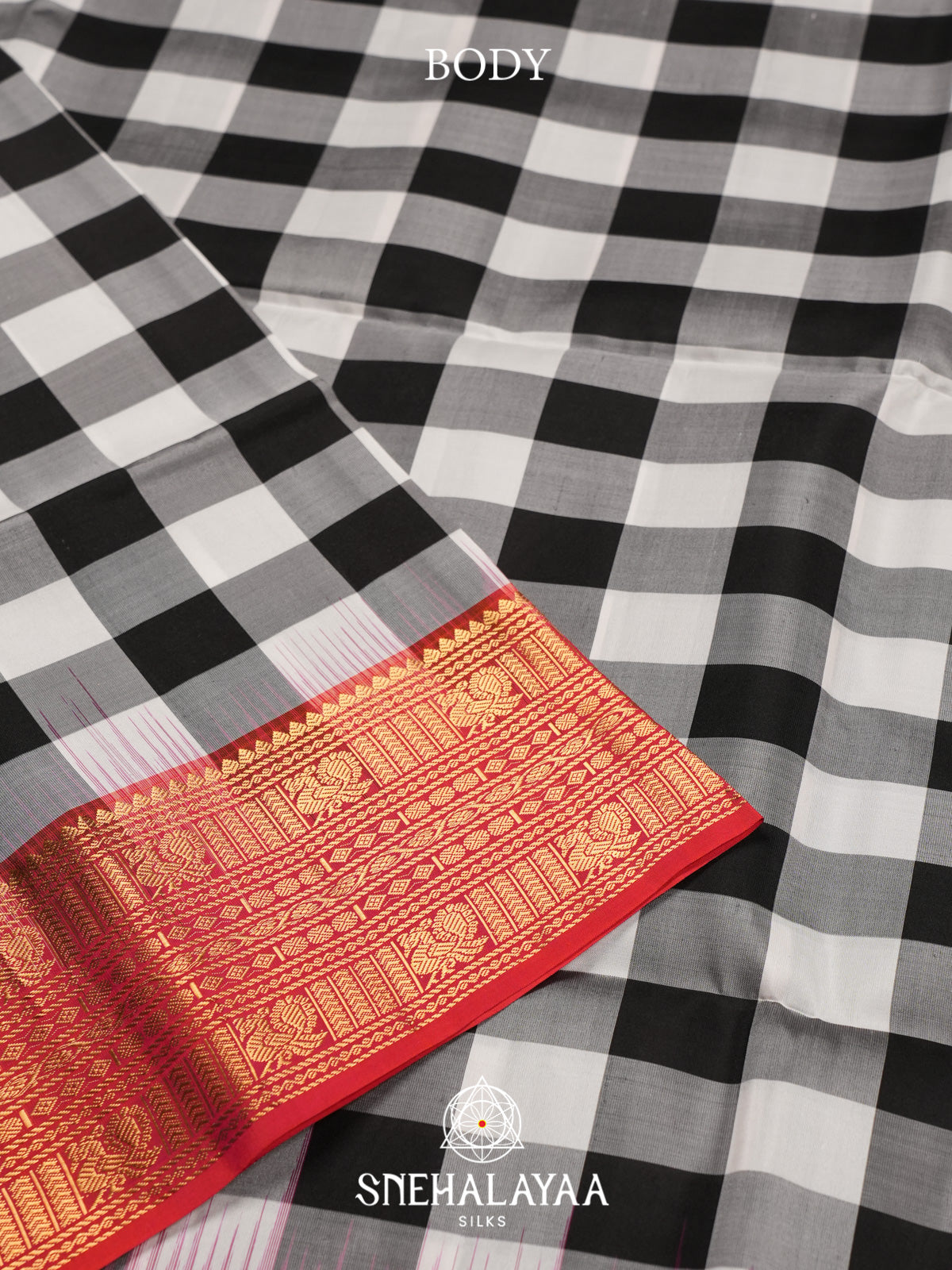 Black Checks Soft Silk Saree