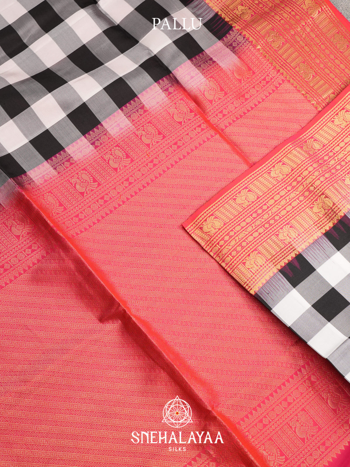 Black Checks Soft Silk Saree