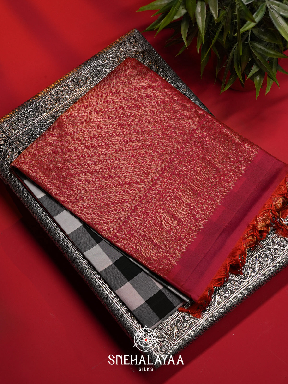 Black Checks Soft Silk Saree