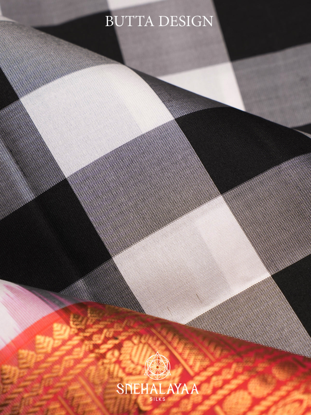Black Checks Soft Silk Saree