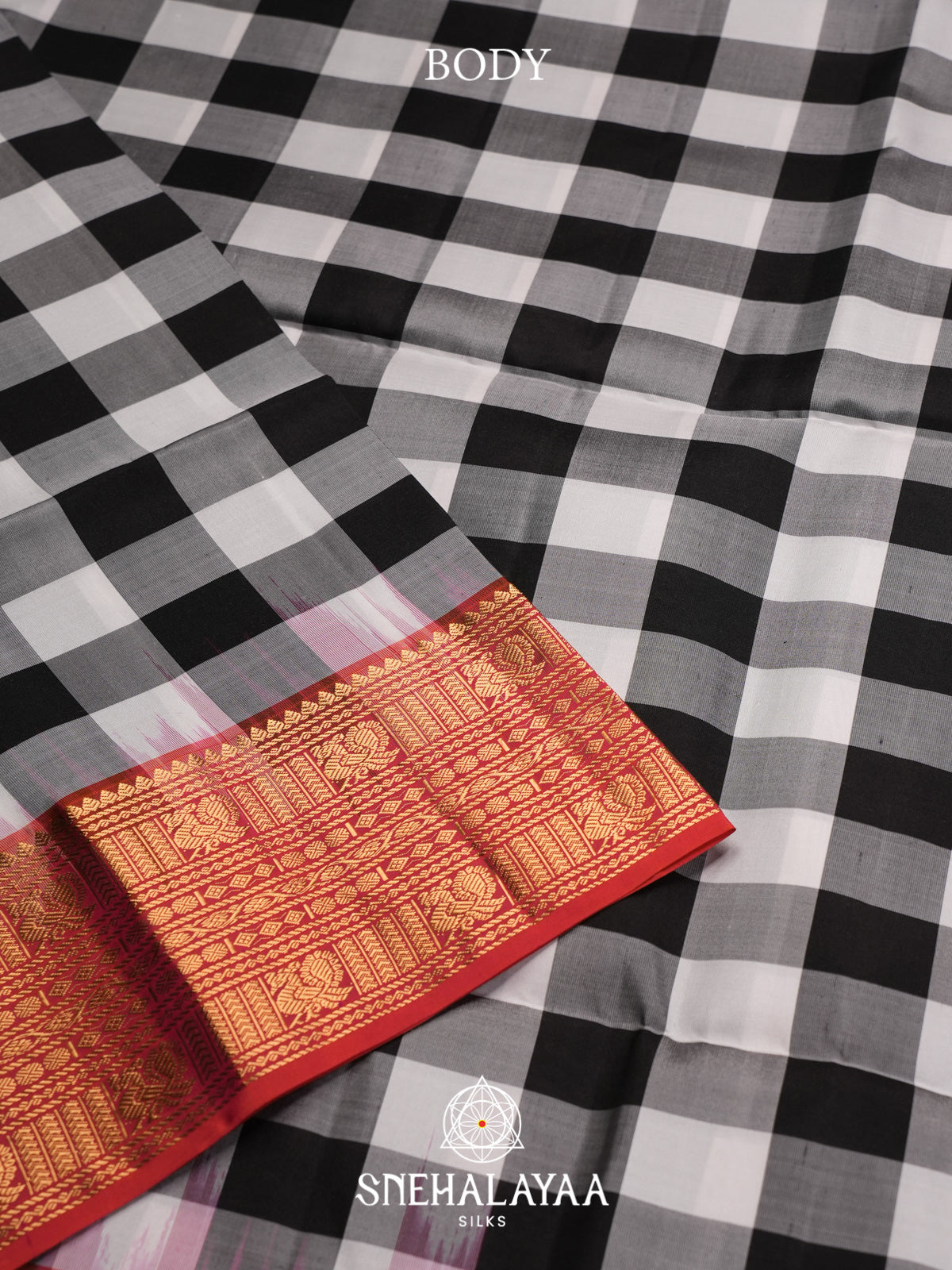 Black Checks Soft Silk Saree