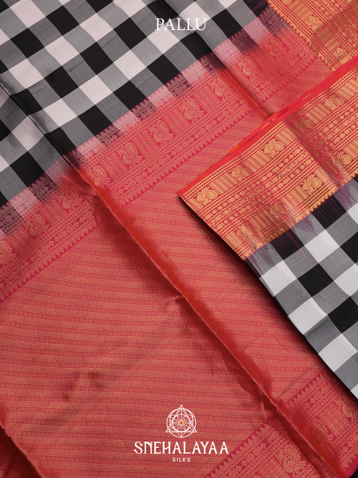 Black Checks Soft Silk Saree