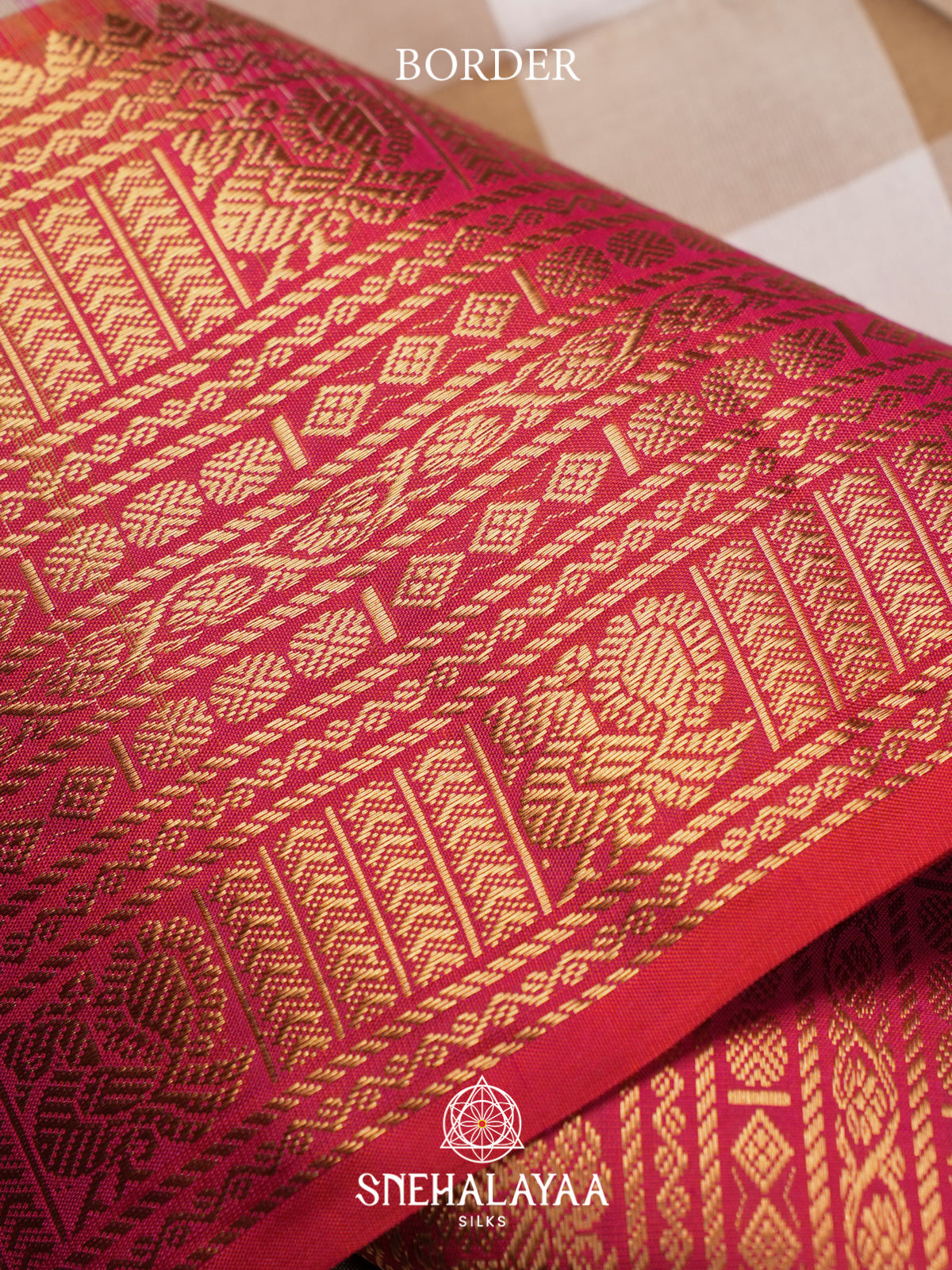 Brown Checks Soft Silk Saree