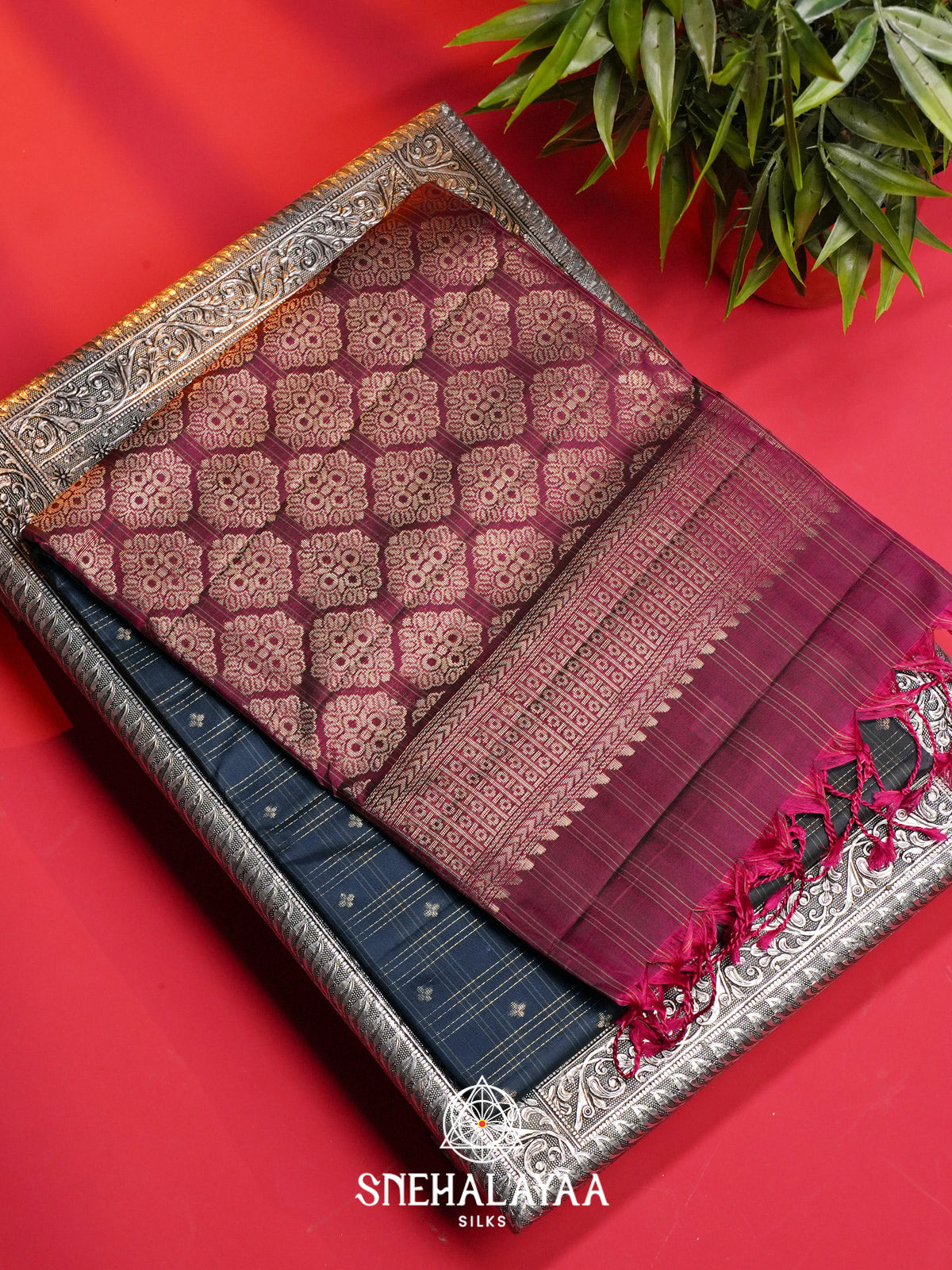 Ink Blue Soft Silk Saree