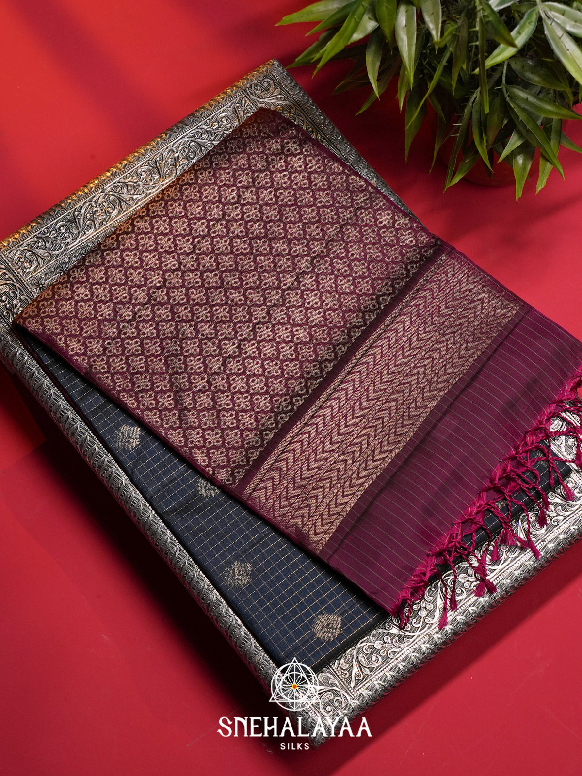 Ink Blue Soft Silk Saree
