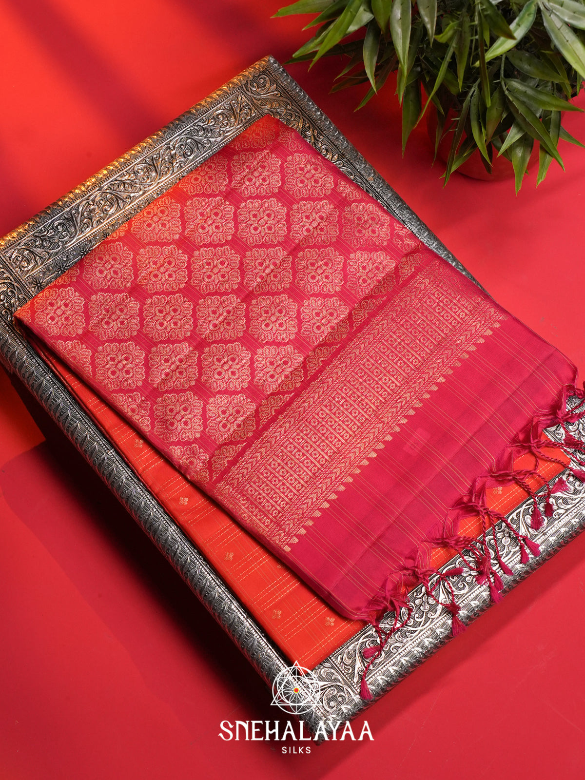 Rust Orange Soft Silk Saree