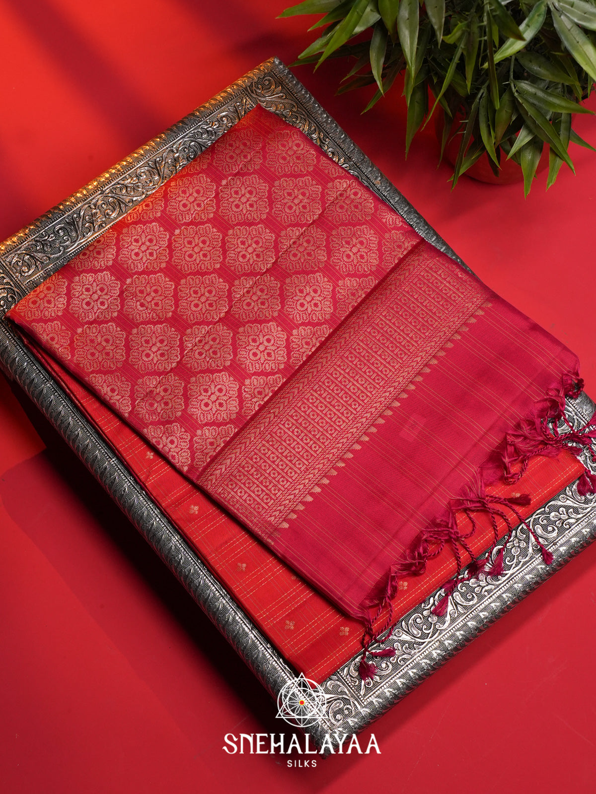 Ruby Red Soft Silk Saree