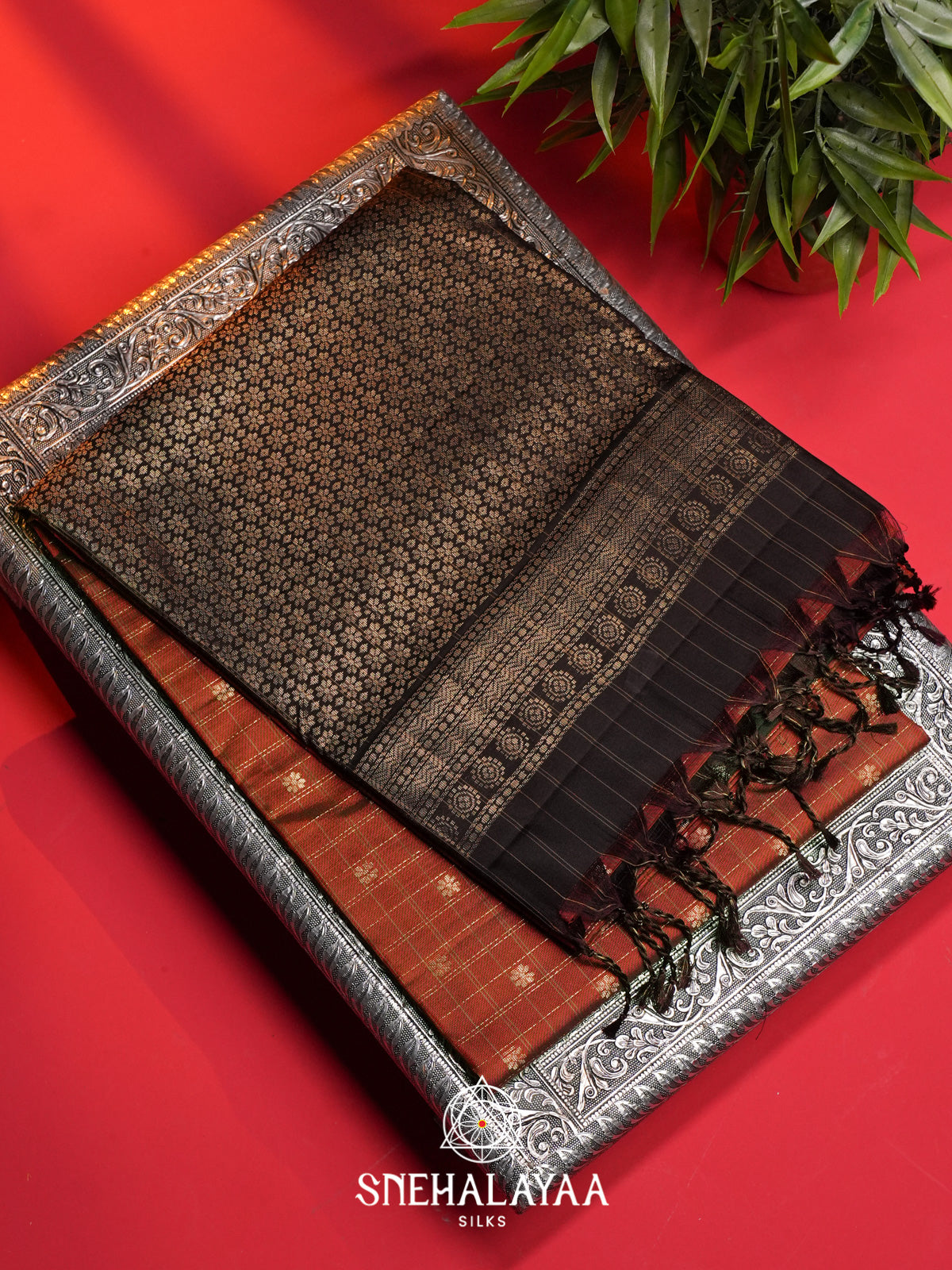Burnt Orange Soft Silk Saree