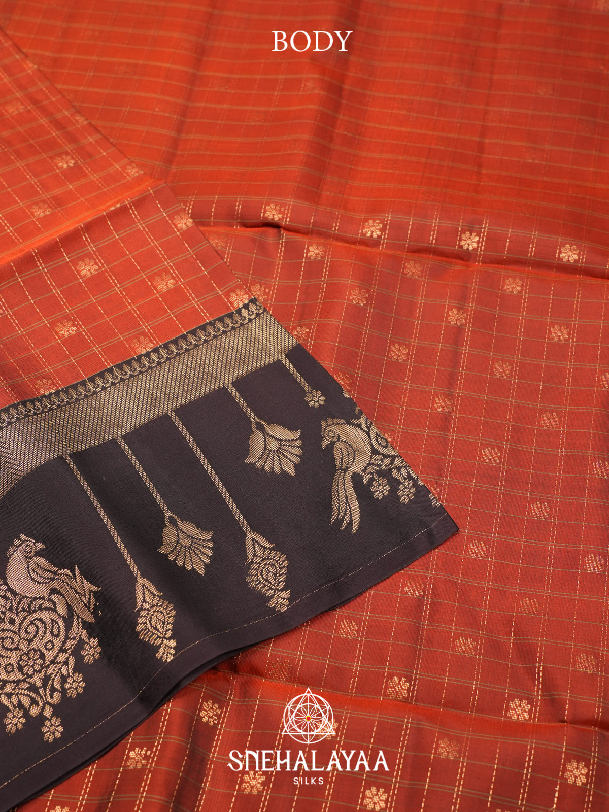 Burnt Orange Soft Silk Saree