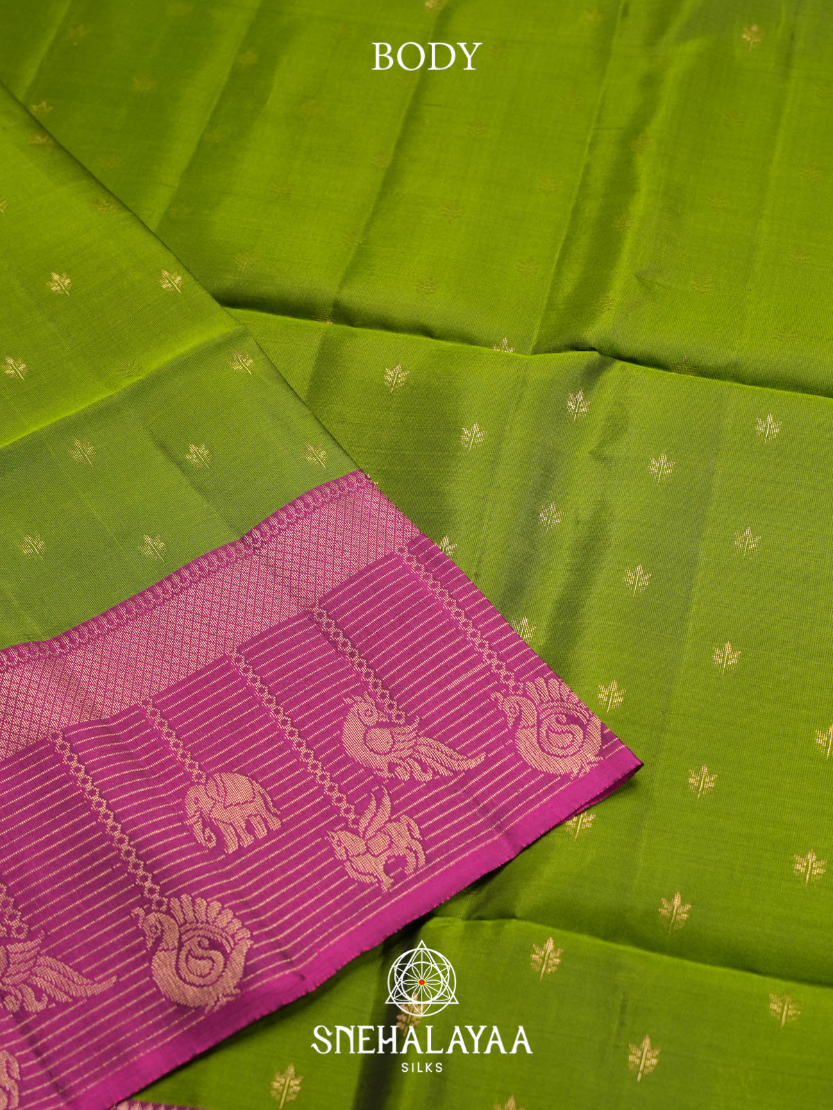 Parrot Green Soft Silk Saree