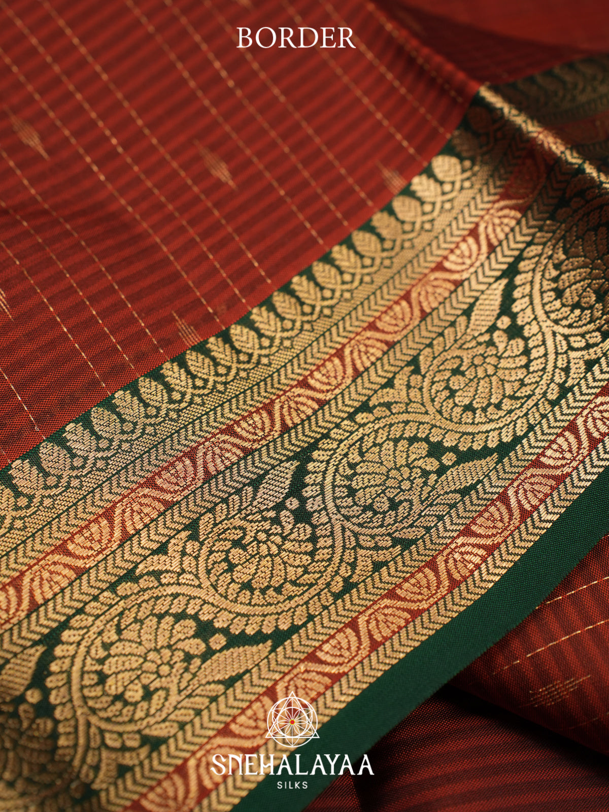 Brick Red Kanjivaram Silk Saree