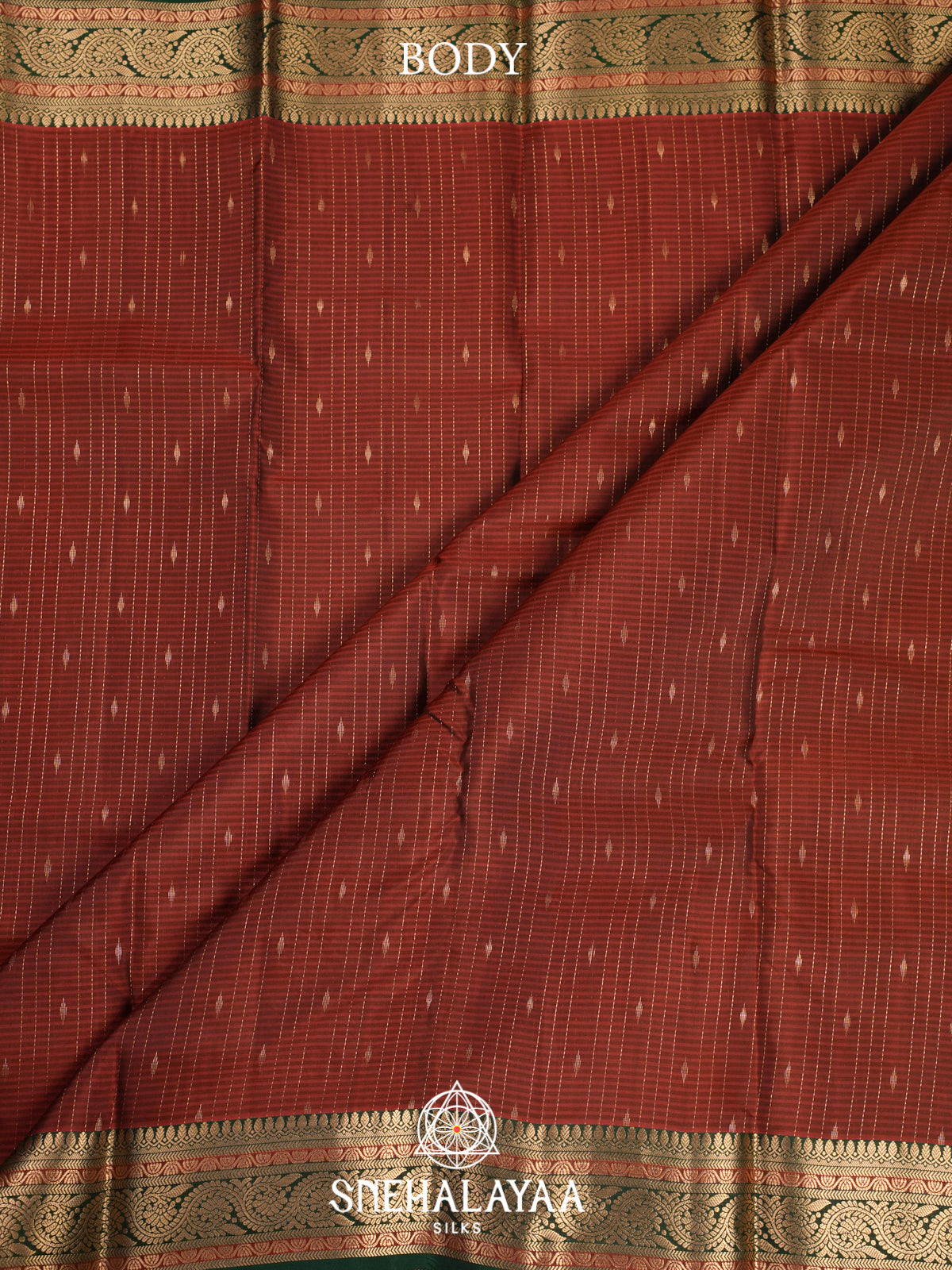 Brick Red Kanjivaram Silk Saree