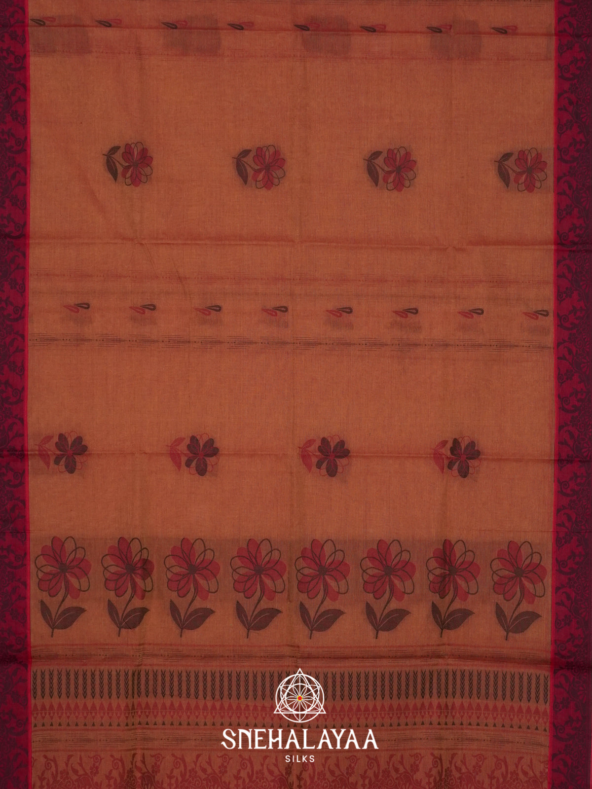 Brown Handloom Cotton Saree