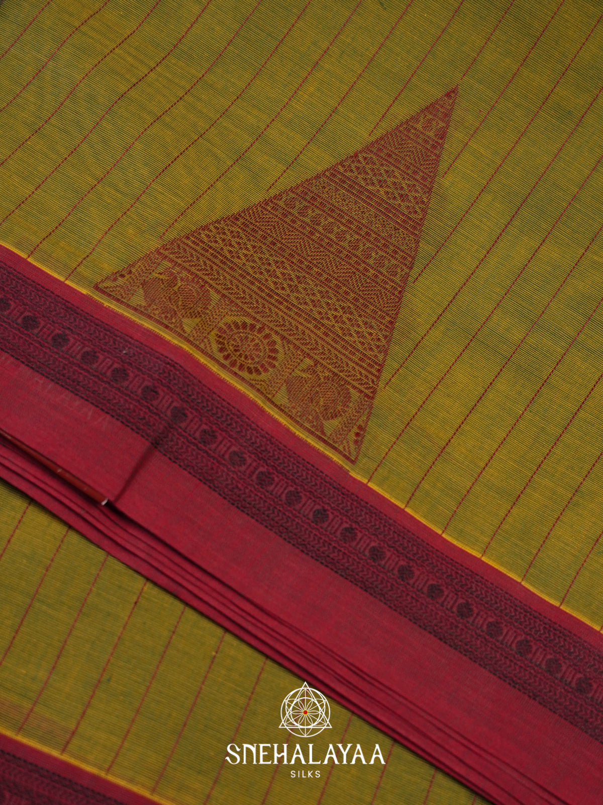 Olive Green Handloom Cotton Saree