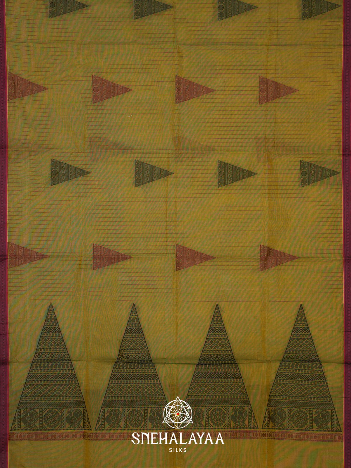 Olive Green Handloom Cotton Saree