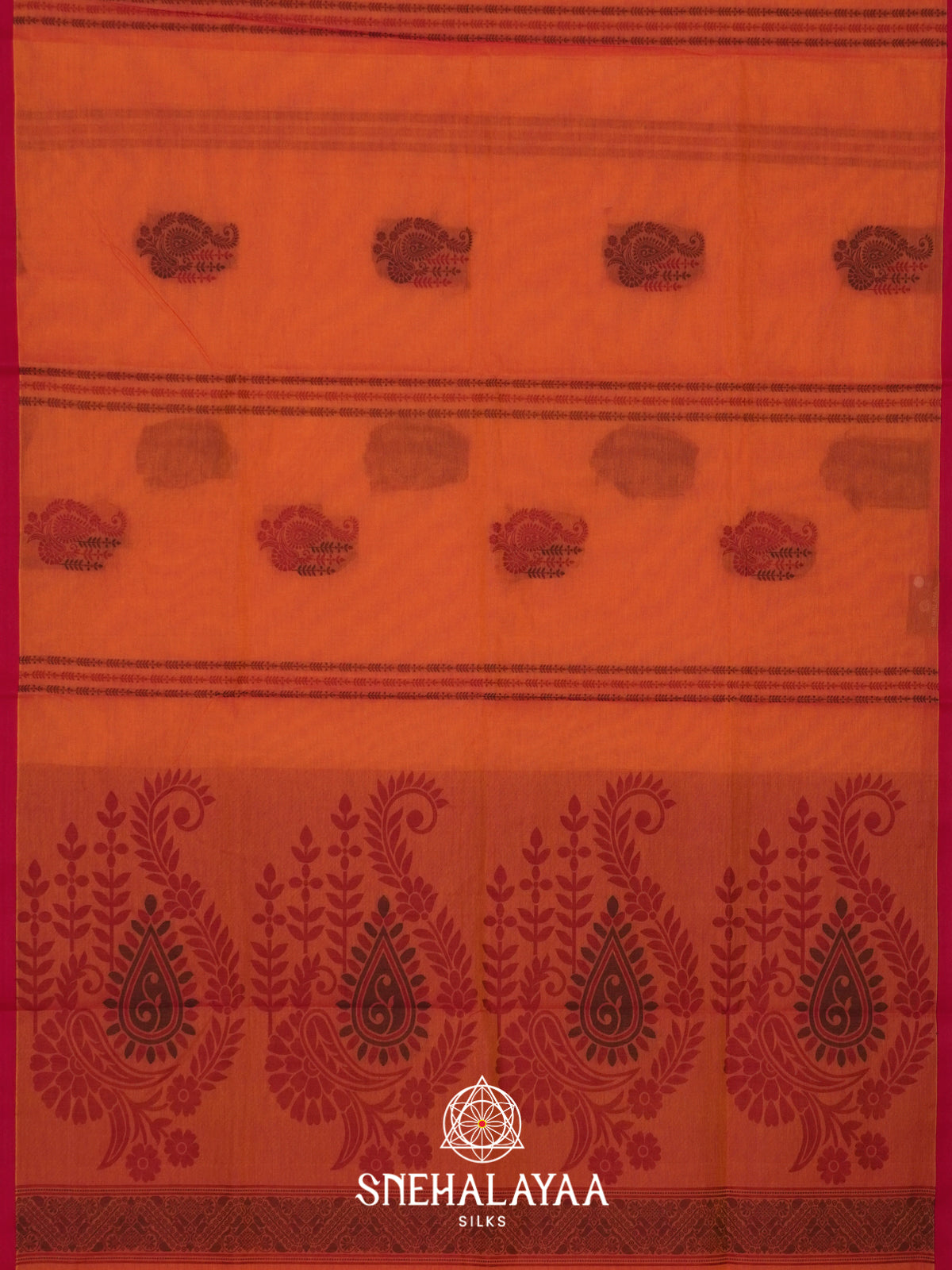 Orange Handloom Cotton Saree