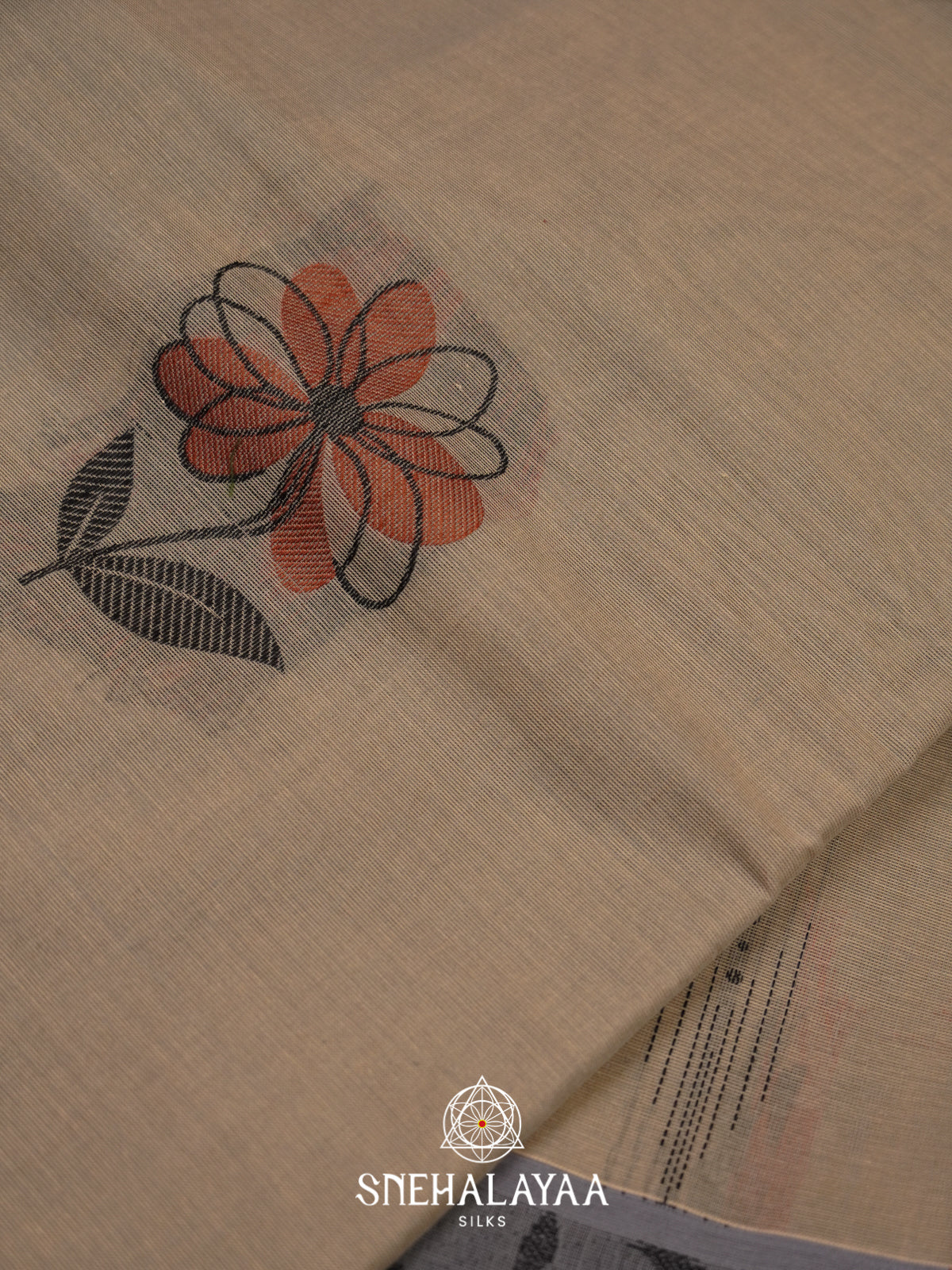 Taupe Handloom Cotton Saree