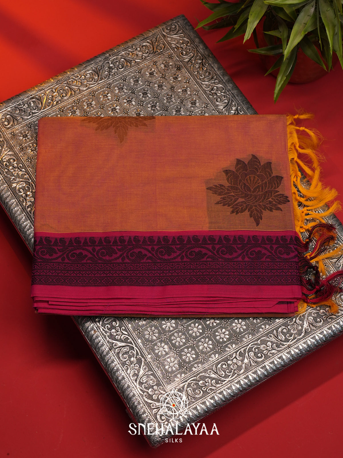 Peach Handloom Cotton Saree