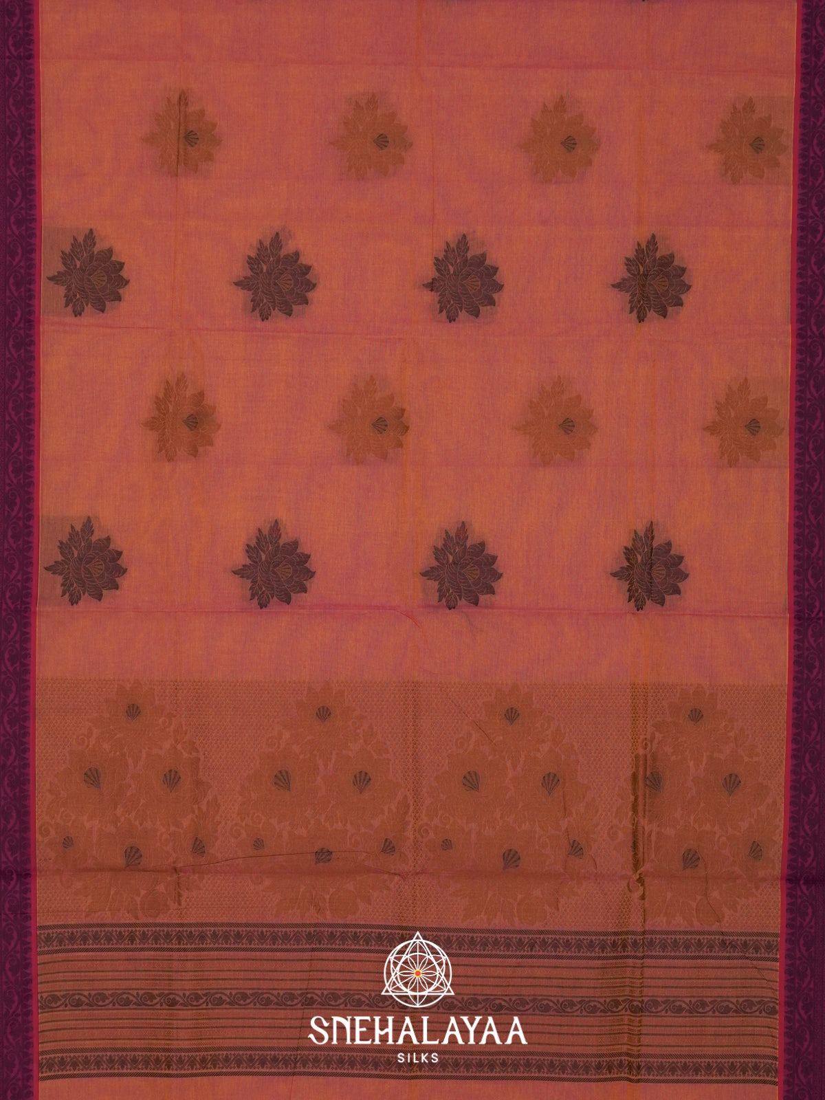Peach Handloom Cotton Saree