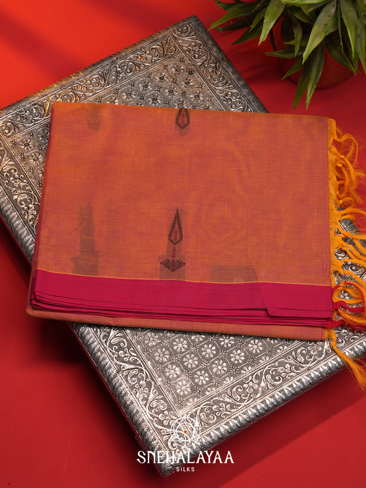 Peach Handloom Cotton Saree