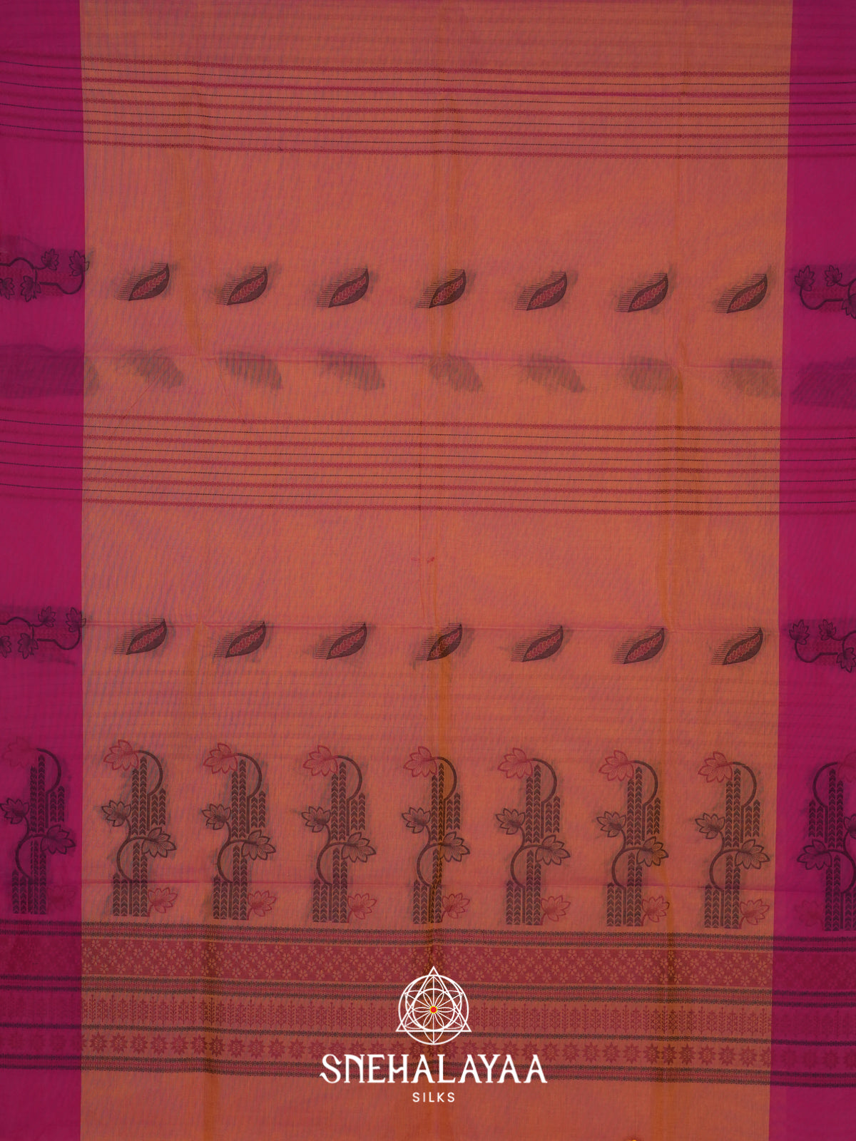 Orange Handloom Cotton Saree