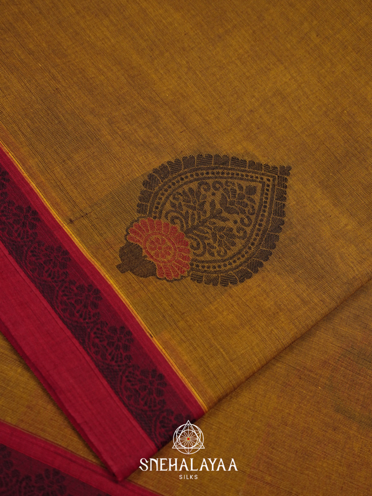 Olive Green Handloom Cotton Saree