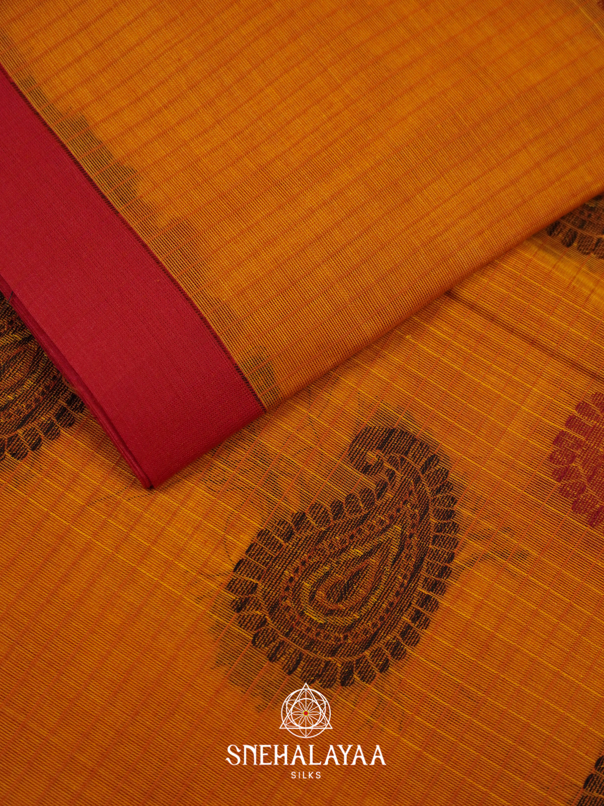 Mustard Yellow Handloom Cotton Saree