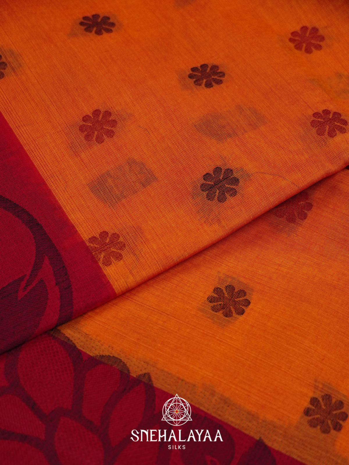Orange Handloom Cotton Saree