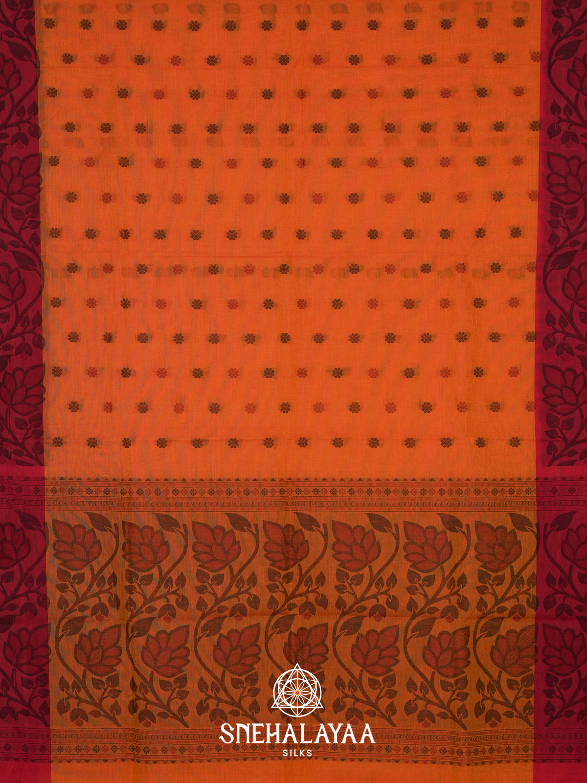 Orange Handloom Cotton Saree