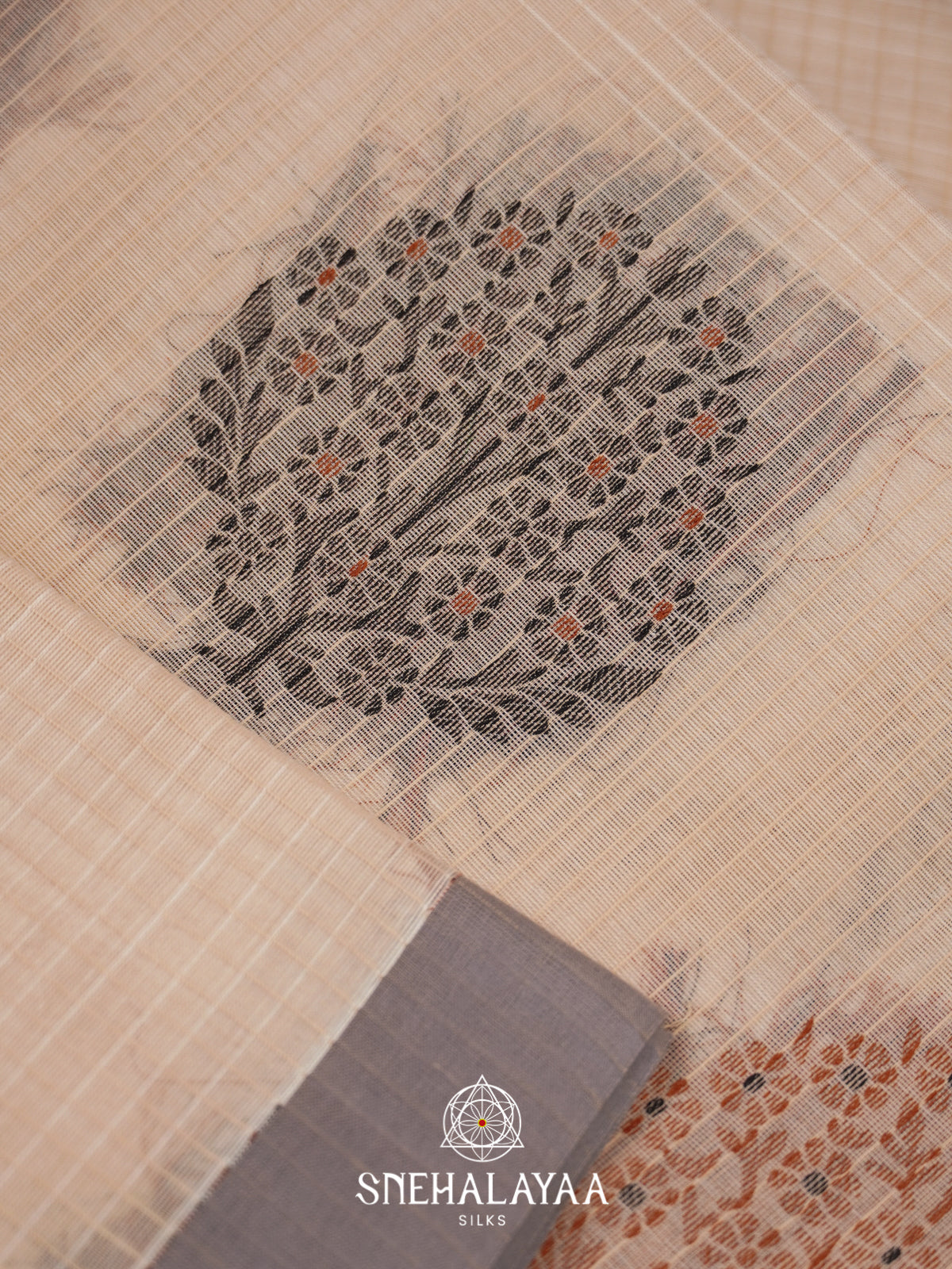 Cream Handloom Cotton Saree