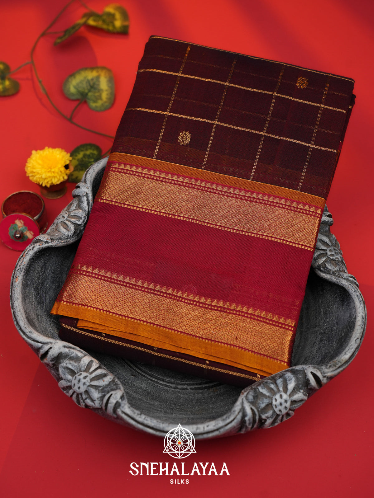 Maroon Kanchi Cotton Saree