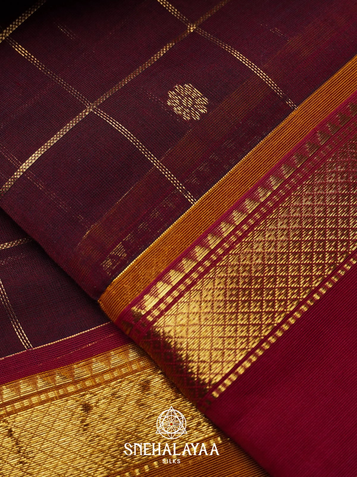 Maroon Kanchi Cotton Saree